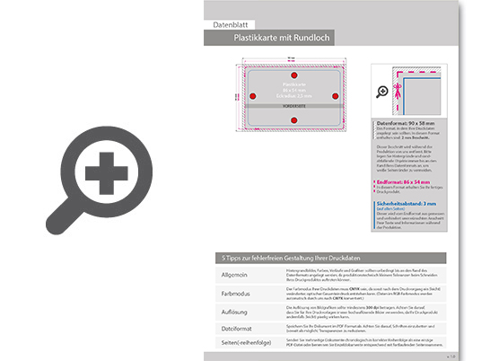 Product Bild plastikkarte_mit_lochung_1_0_farbig_bedruckt_auf_wei__em_hintergrund