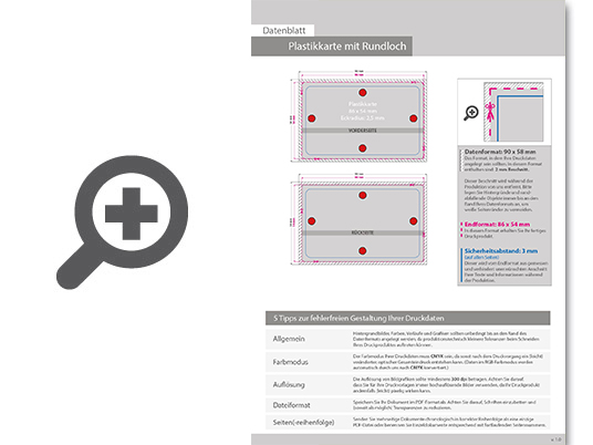 Product Bild plastikkarte_mit_lochung_4_4_farbig_bedruckt_auf_wei__em_hintergrund