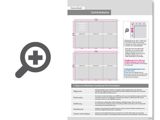 Product Bild getr__nkekarte__gefalzt_auf_10_5_cm_x_29_7_cm__6-seiter_(zickzackfalz)