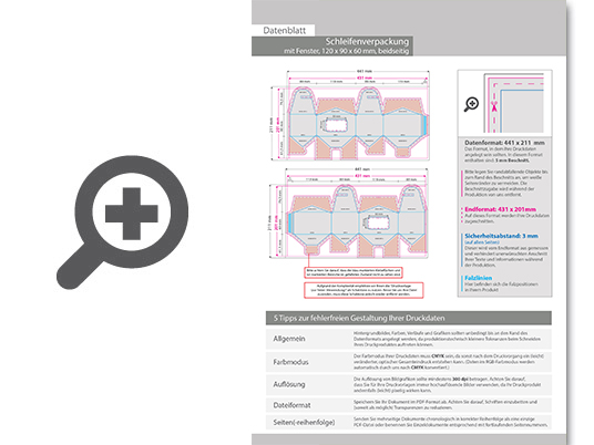 Product Bild schleifenverpackung_(12_cm_x_9_cm_x_6_cm)_beidseitig_bedruckt_4_4-farbig_mit_gestanztem_fenster